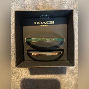 BNIB COACH Green & Gold Plated Duo Bangle Bracelet Set $95